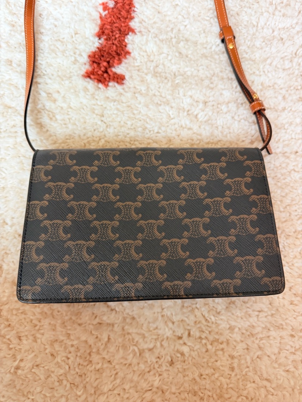 Celine Brown & Tan Triomphe wallet on Strap Bag - Picture 3 of 15